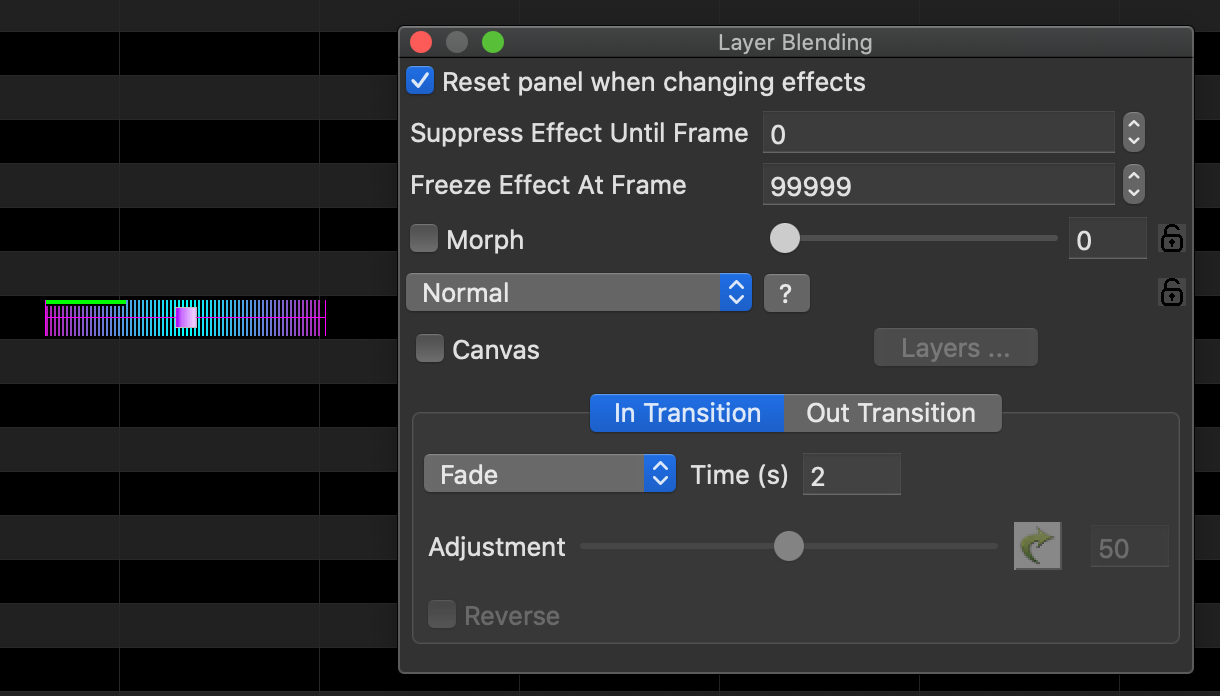 xlights transition fade in