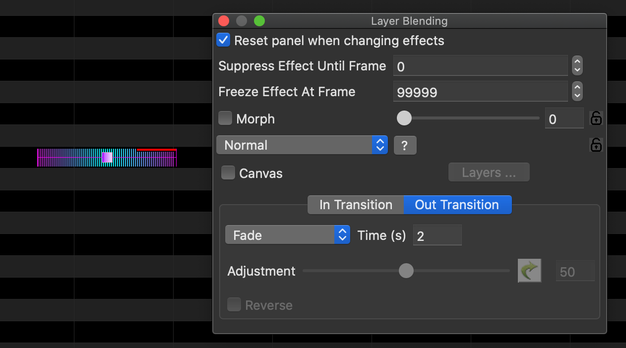 xlights transition fade out